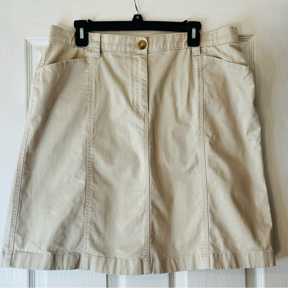 L.L. Bean Khaki Midi Skirt Sz 18 EUC